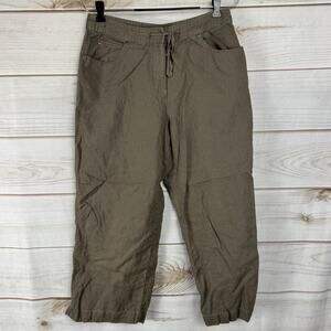 J. Jill Green Khaki 100% Linen Capris Size 8